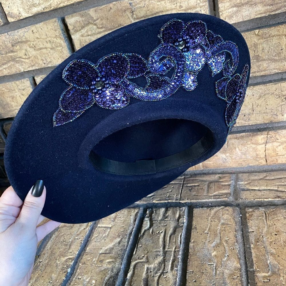 ‎Sequin leather hat